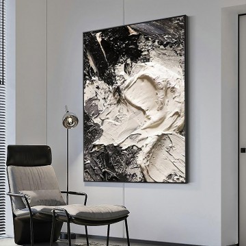 monochrome black white Painting - Black and White abstract 09 by Palette Knife wall art minimalism
